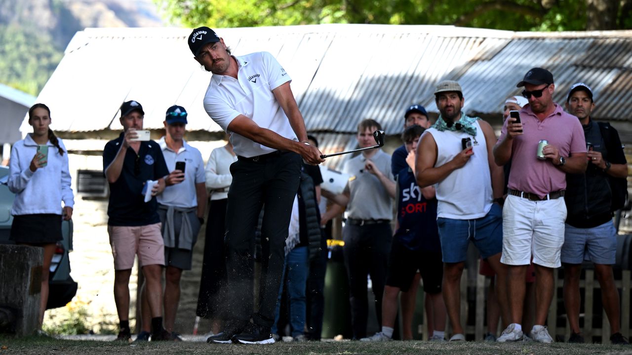 Anthony Quayle hits from off the fairway during round four of the Victorian PGA Championship 2024