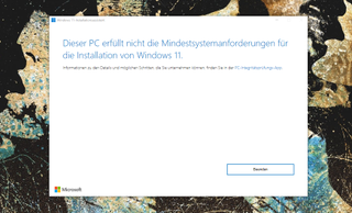 Windows 11 Upgrade Tool zeigt an, dass der PC nicht kompatibel ist