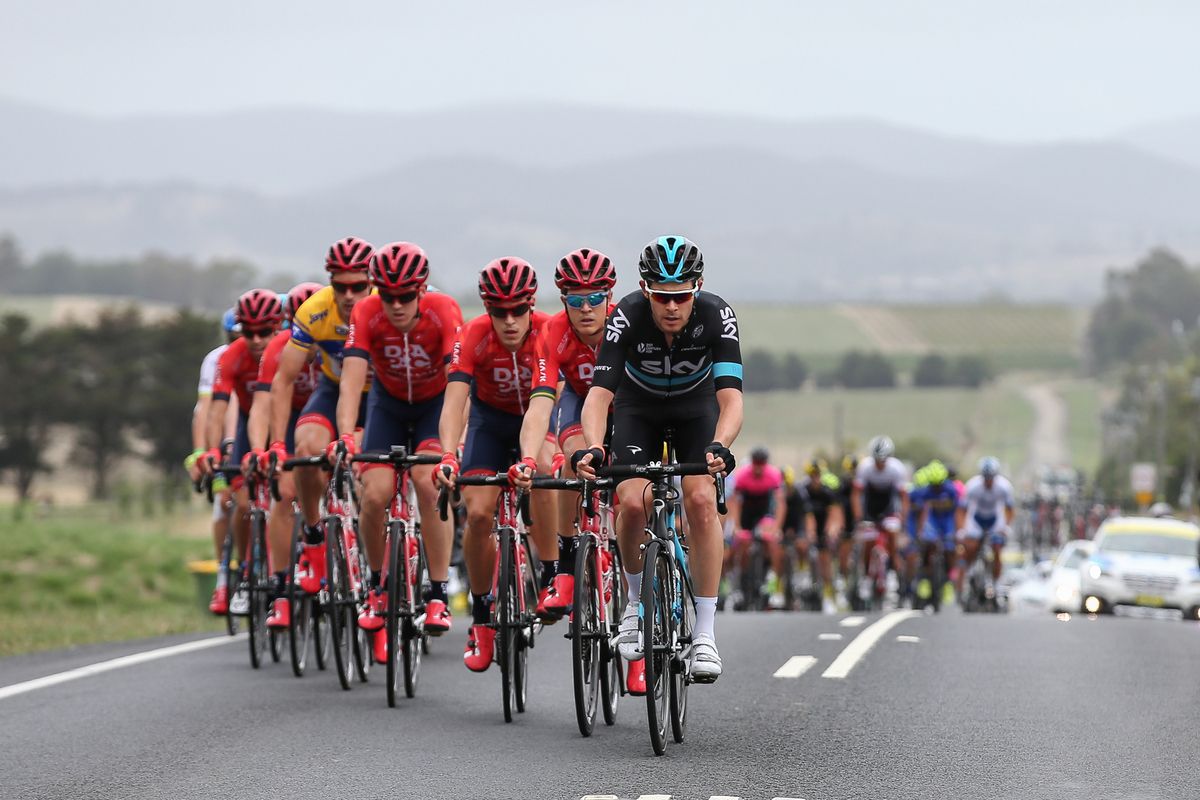 Luke Rowe doing the work for Team Sky