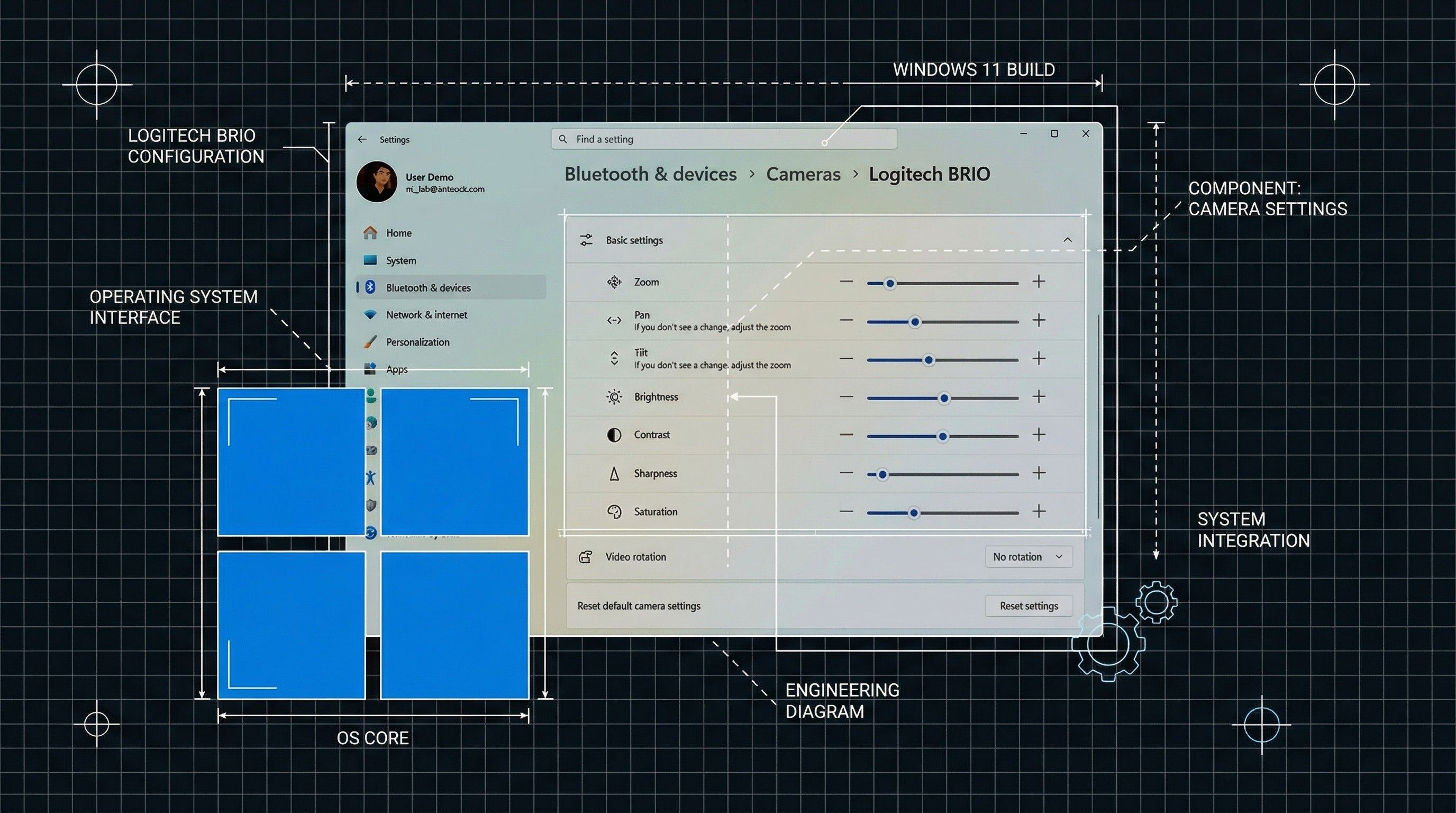 Screenshot showing new features coming to Windows 11 in 2026 overlaid on top of OS blueprints.