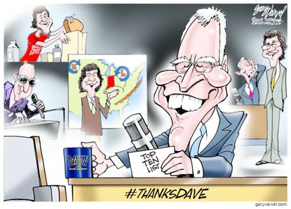 Editorial cartoon U.S. Entertainment David Letterman