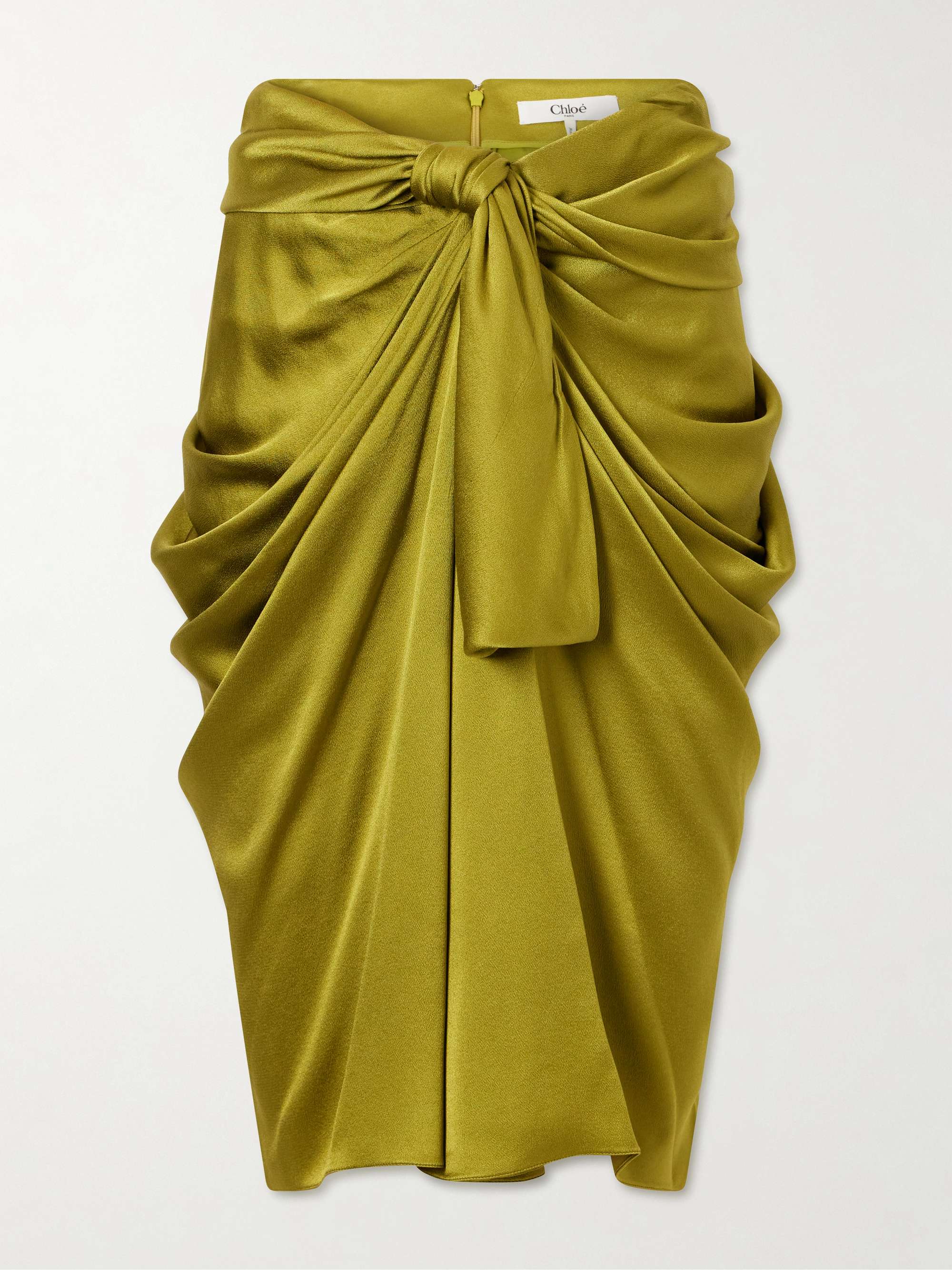 Twist-Front Silk-Crepe De Chine Midi Skirt