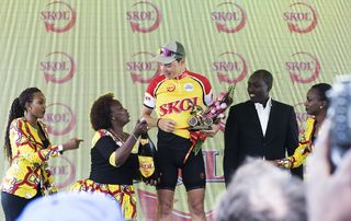 Simon Pellaud (Illuminate) in the leader's jersey in Tour of Rwanda