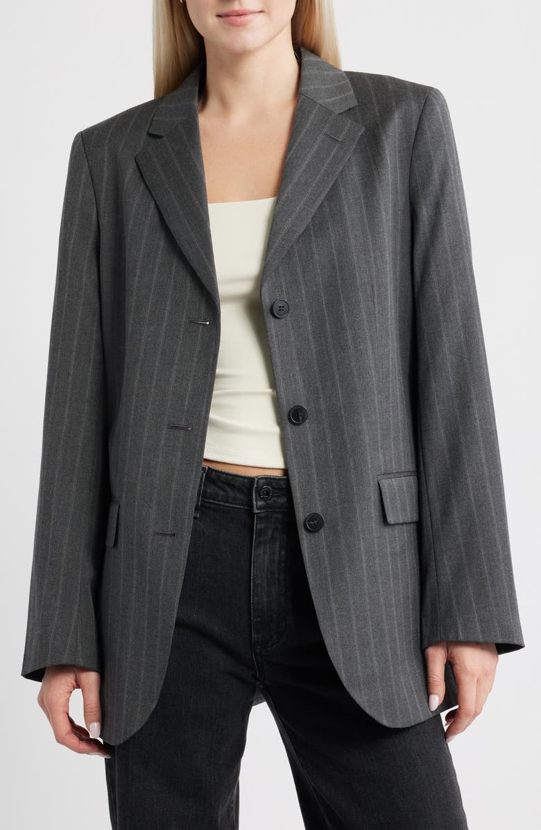 Three-Button Pinstripe Blazer