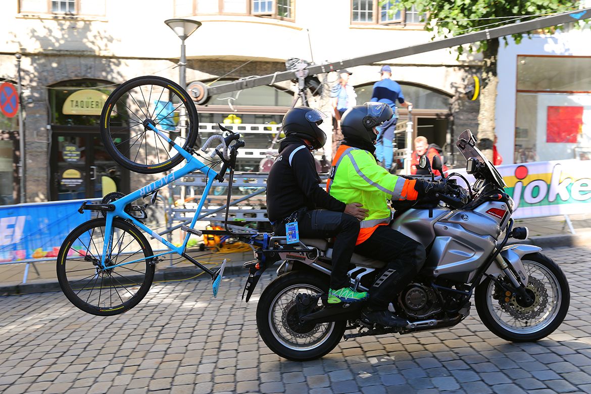 A service moto during teams' pre-TTT recon ride in Bergen, Norway