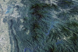 This image of the Great Smoky Mountains is a mosaic that was stitched together from the most cloud-free pixels snapped by the satellites Landsat 5 and Landsat 7 between 1986 and 2013. 