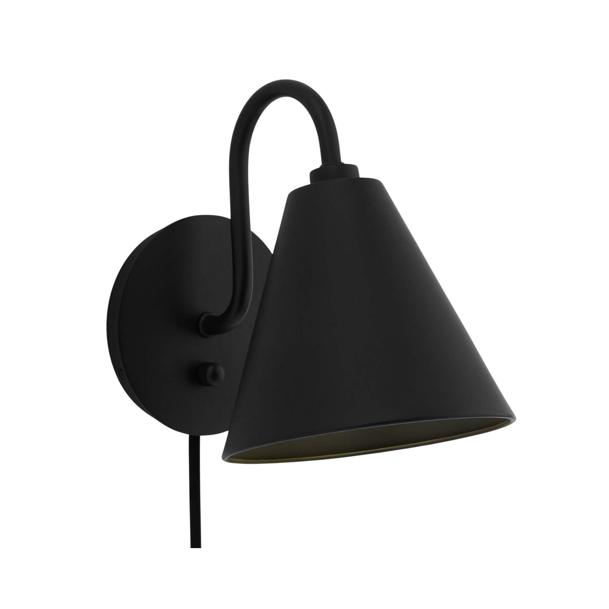 a black plug in sconce