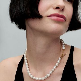 Baroque Treated Freshwater Cultured Pearls T-bar Collier Necklace