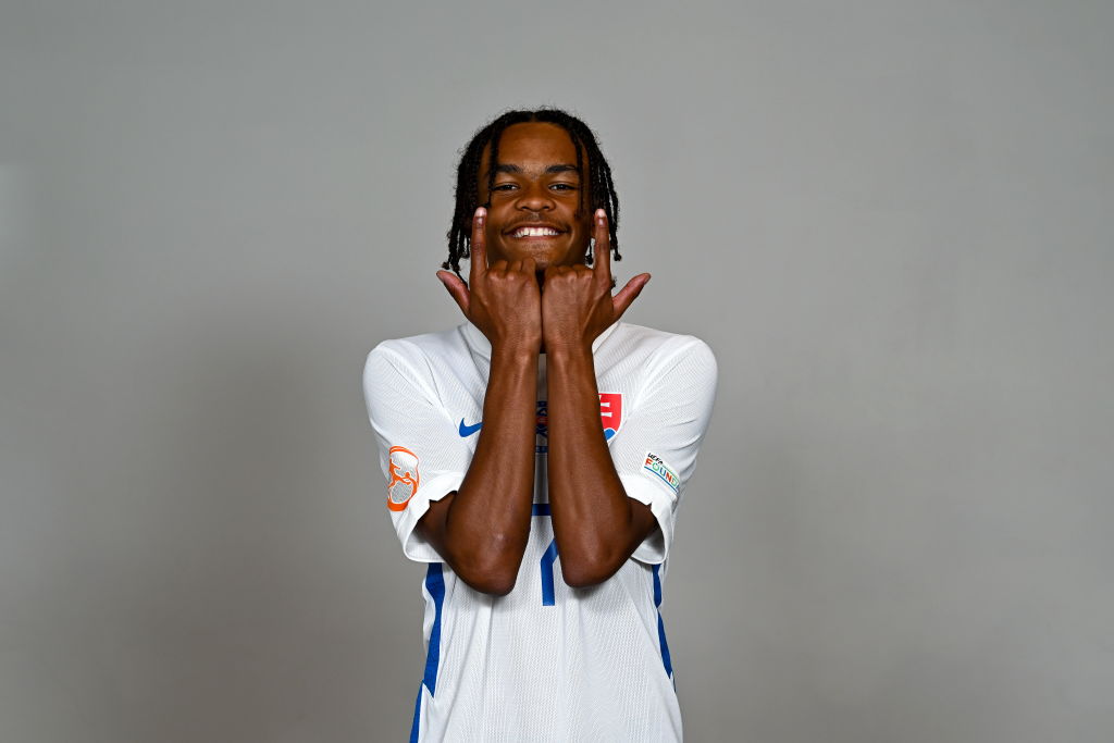 Samuel Malama Lusale poses for a portrait during a Slovakia squad portrait session at the UEFA European Under-17 Championship 2023/2024 in the Capo Bay Hotel on May 19, 2024 in Ayia Napa, Cyprus.