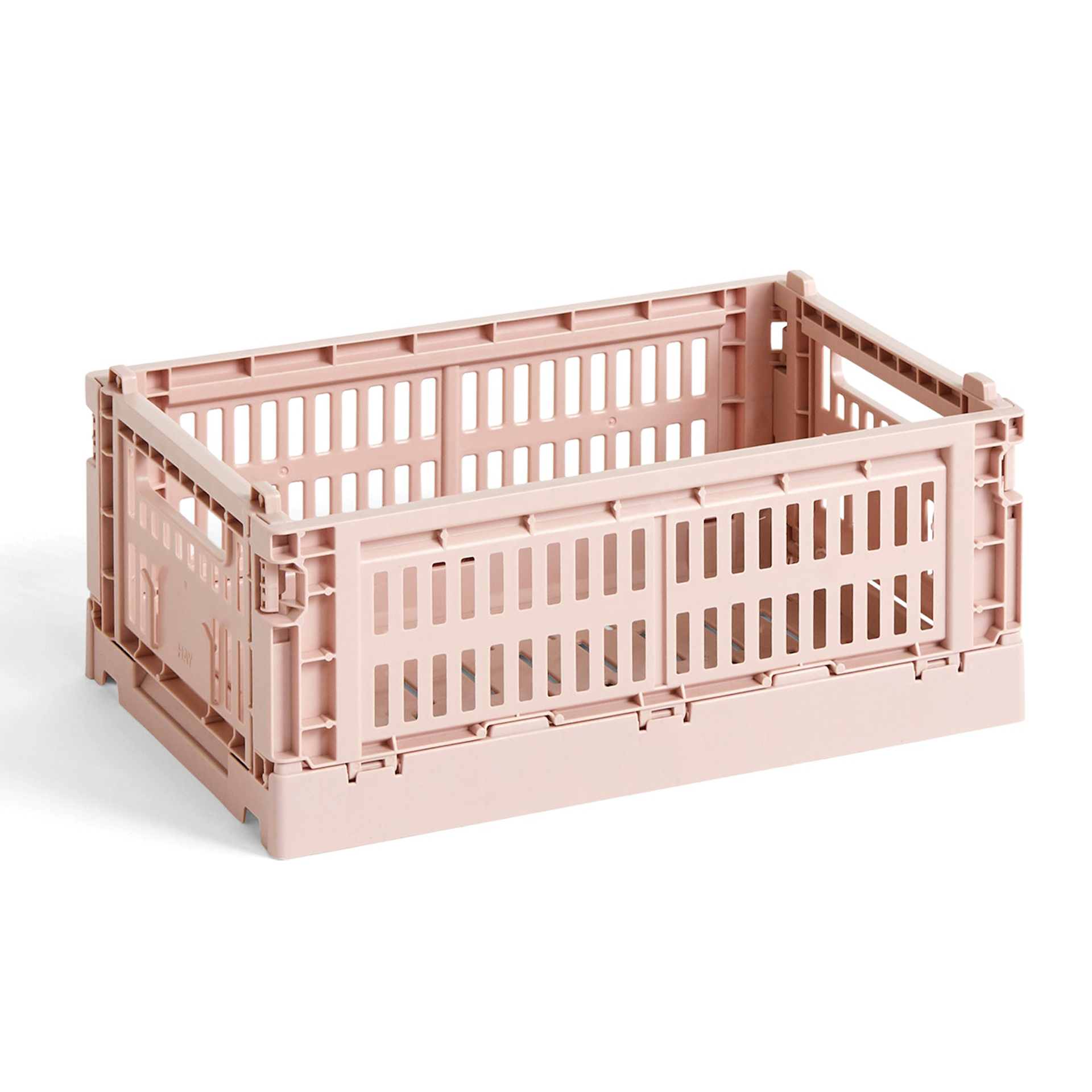 Kotak penyimpanan plastik daur ulang warna pink pastel