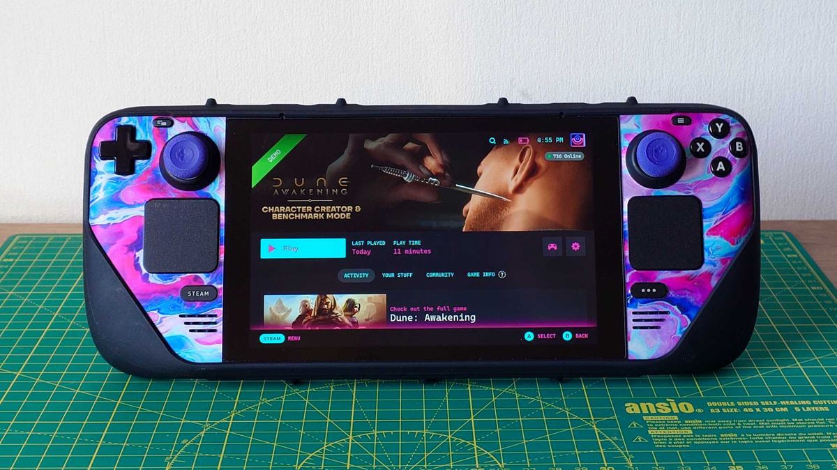 Dune: Awakening benchmark tool in Steam on the Steam Deck. 