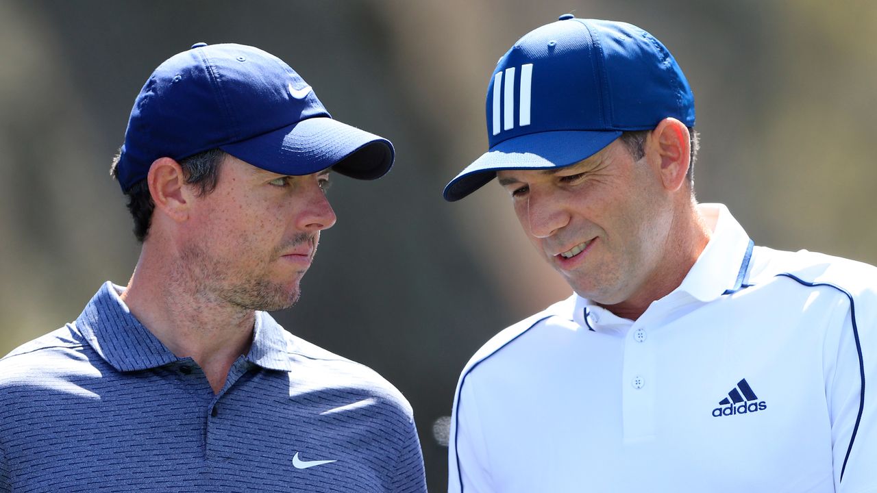 Rory McIlroy and Sergio Garcia at the 2021 Players Championship at TPC Sawgrass