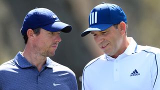 Rory McIlroy and Sergio Garcia at the 2021 Players Championship at TPC Sawgrass