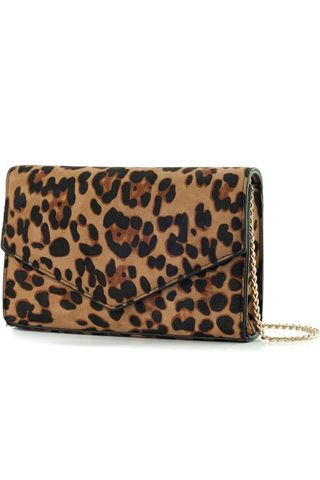 Bolso de mano de noche con estampado de leopardo, bolso de hombro con cadena para mujer, estampado de leopardo marrón, M