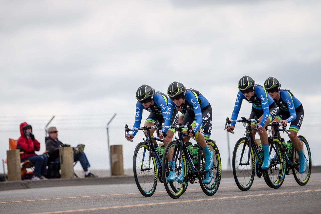 Team TIBCO on the way back to the finish