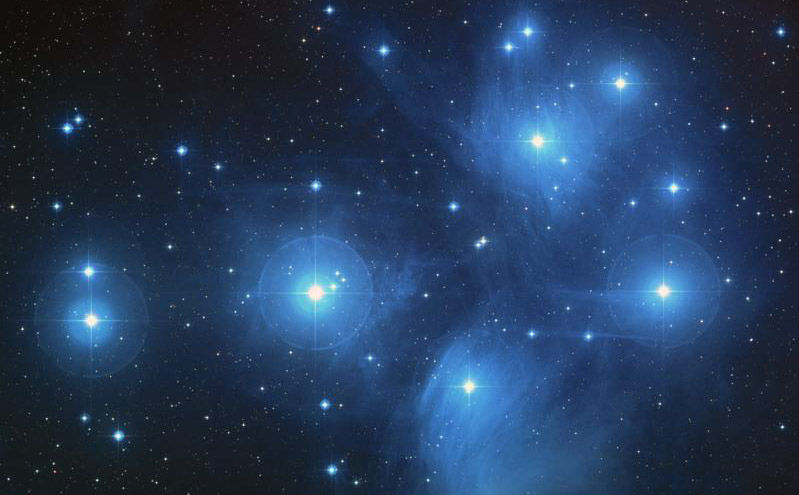 The Pleiades, or Seven Sisters, as seen by the Hubble Space Telescope in 2004.