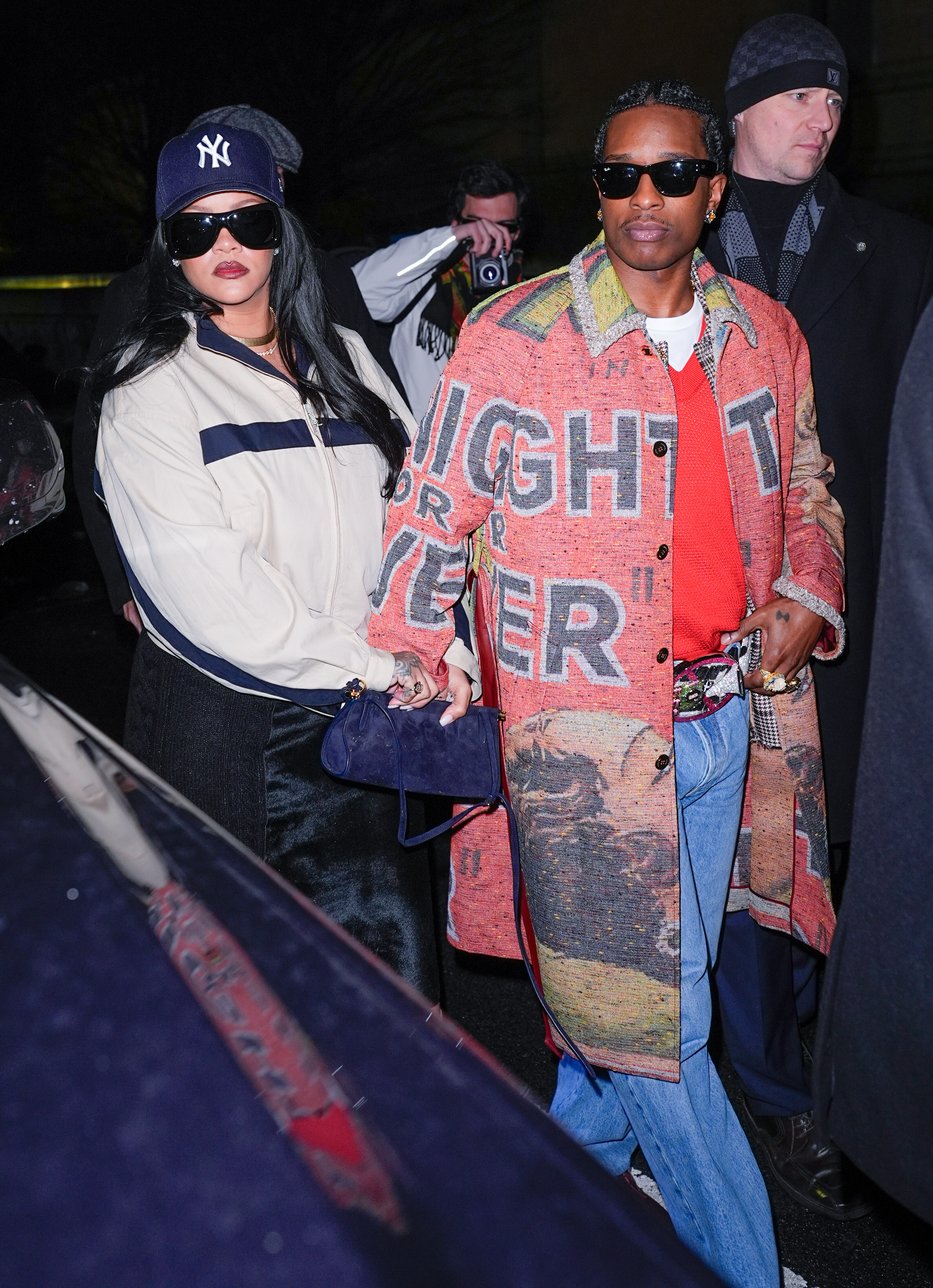 Rihanna and ASAP Rocky are seen on January 17, 2026 in New York City