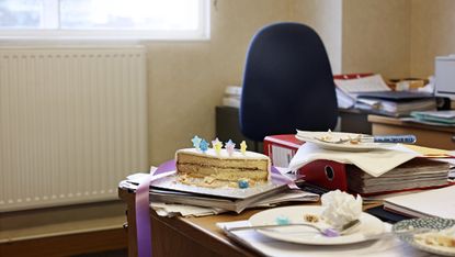 Cake on an office table
