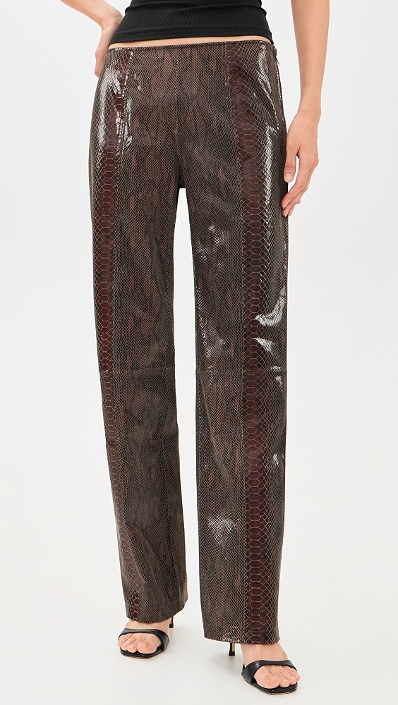 Python Leather Trousers - Tobacco Snakeskin