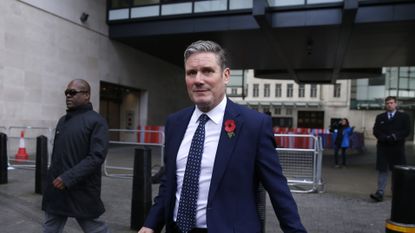 Keir Starmer leaves the BBC after an appearance on The Andrew Marr Show.