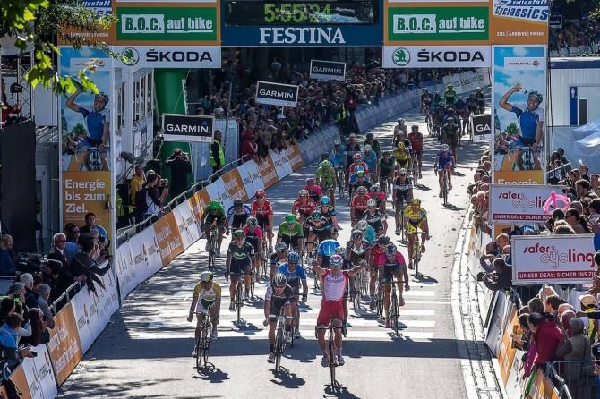 Alexander Kristoff (Katusha) get the Vattenfall Cyclassics win in a bunch sprint finish
