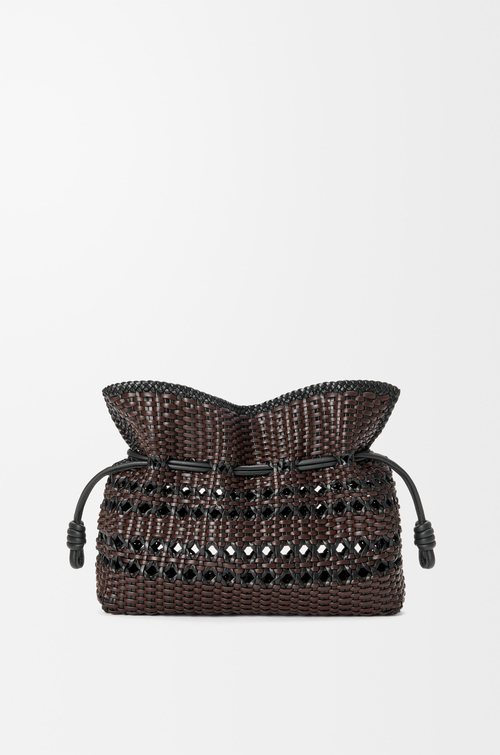 Medium flamenco clutch in woven nappa calfskin