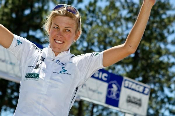 Rushlee Buchanon (Colavita-Baci) holds onto the best young rider jersey.
