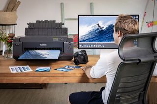 Canon imagePROGRAF PRO-1100 printer being used by ocean photographer Ben Thouard