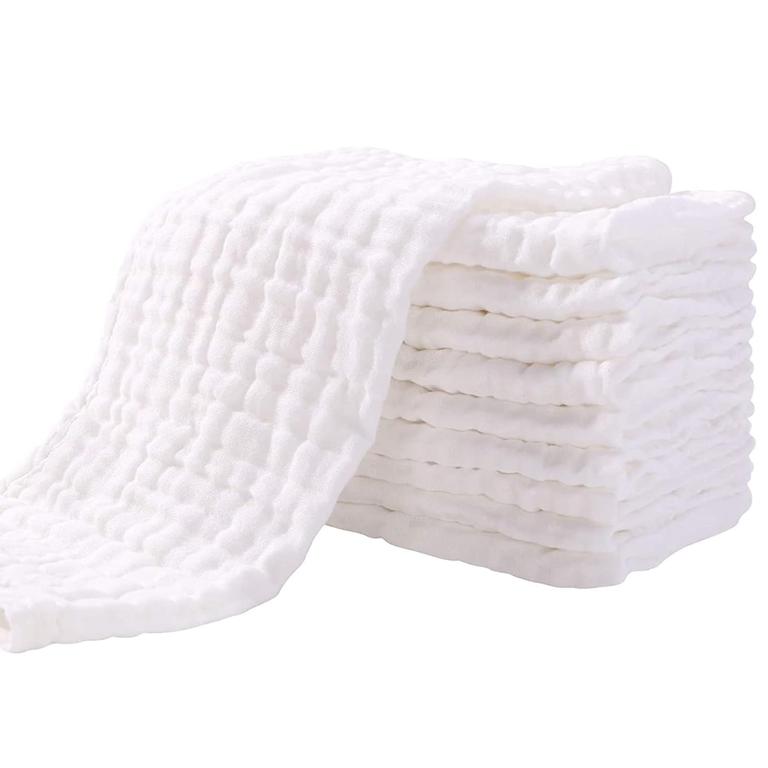 Yoofoss, Yoofoss Muslin Burp Cloths for Baby 10 Pack 100% Cotton Baby Washcloths for Boys Girls Large 20''x10'' Super Soft and Absorbent White