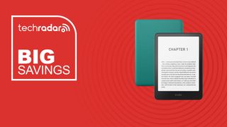 The Kindle Paperwhite on a red background with text saying Big Savings.