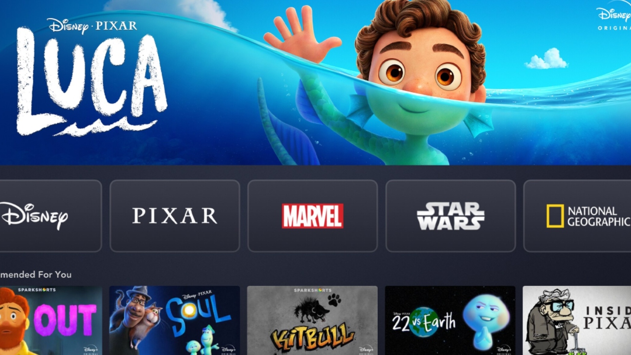 Image of the Disney+ home screen
