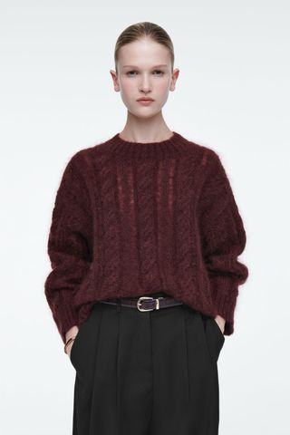 Pullover aus Mohair mit Zopfmuster