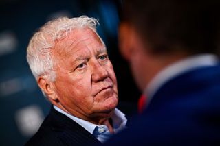 Soudal QuickStep CEO Patrick Lefevere pictured during the Kristallen Fiets Crystal Bike Soudal-QuickStep CEO Partrick Lefevere has raised the idea of implementing a football-style transfer system in cycling Velo de Cristal award ceremony for the best cyclists of the 2023 cycling season organized by Flemish newspaper Het Laatste Nieuws Tuesday 10 October 2023 in Kruisem BELGA PHOTO JASPER JACOBS Photo by JASPER JACOBS BELGA MAG Belga via AFP Photo by JASPER JACOBSBELGA MAGAFP via Getty Images