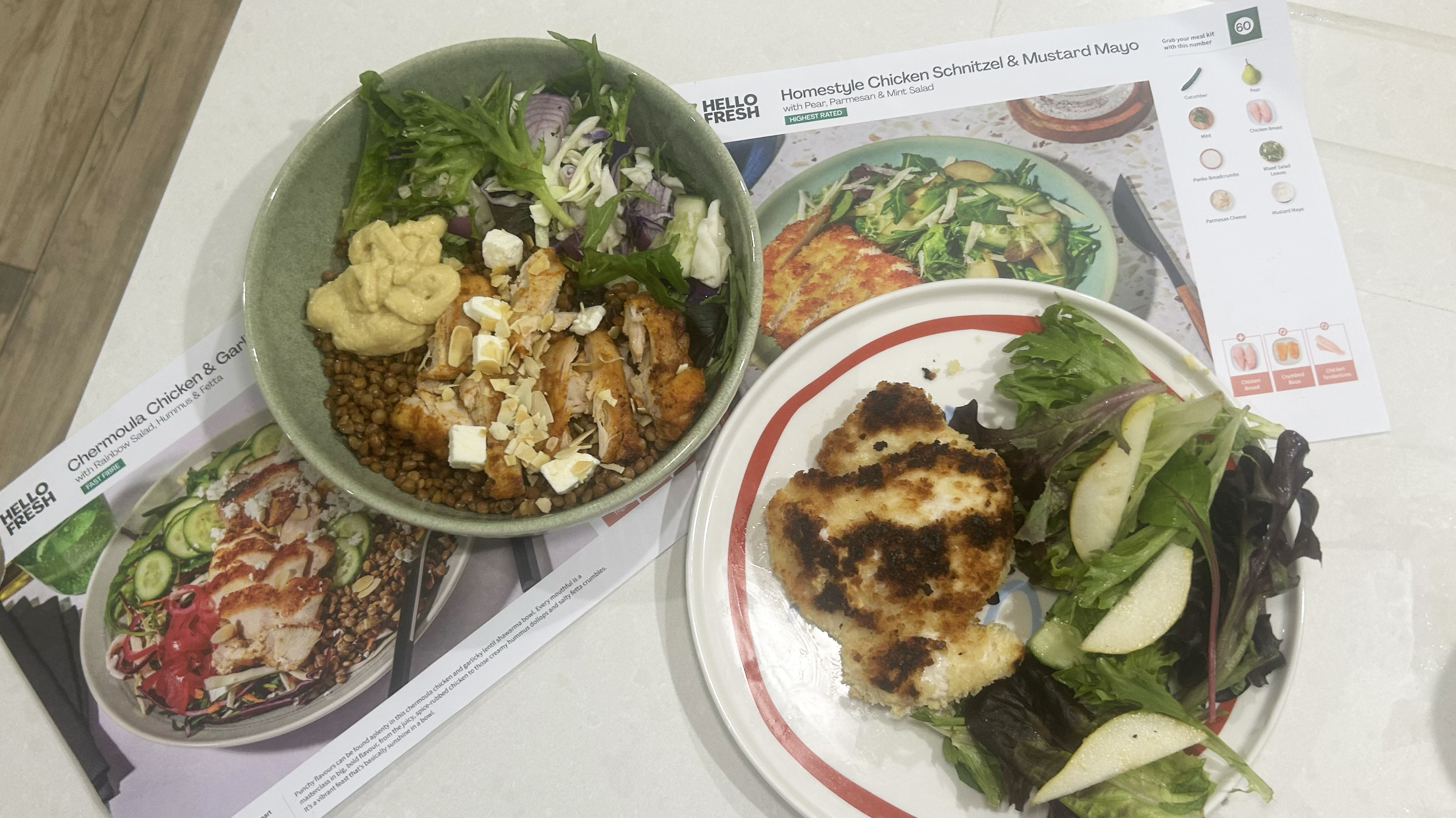 HelloFresh meals on plates