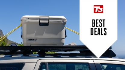 Coleman Pro cooler on top of a car