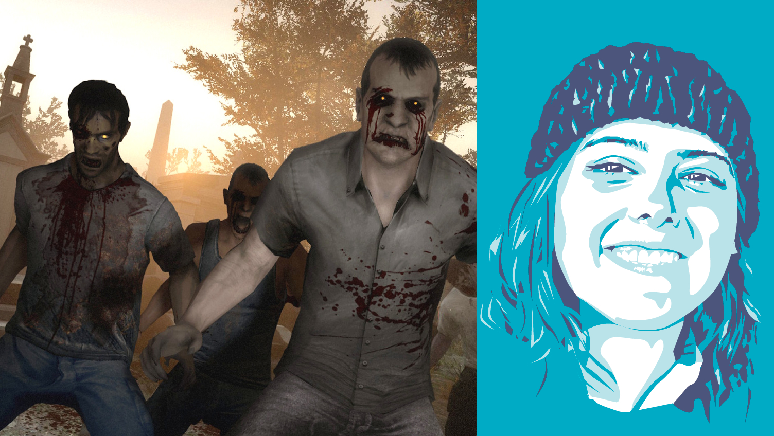 Left 4 Dead 2 composite with headshot of PC Gamer writer Elie Gould