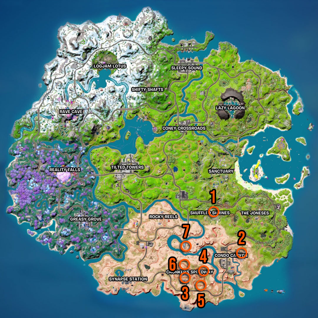 Fortnite Level Up Tokens Week 1 locations map