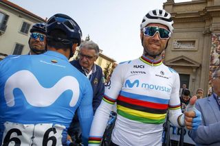 Alejandro Valverde about to race in his new kit for the first time