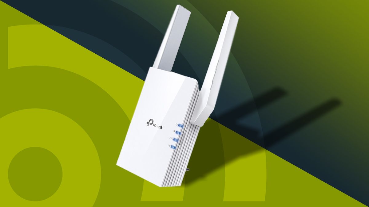 One of the best Wi-Fi extenders against a TechRadar background