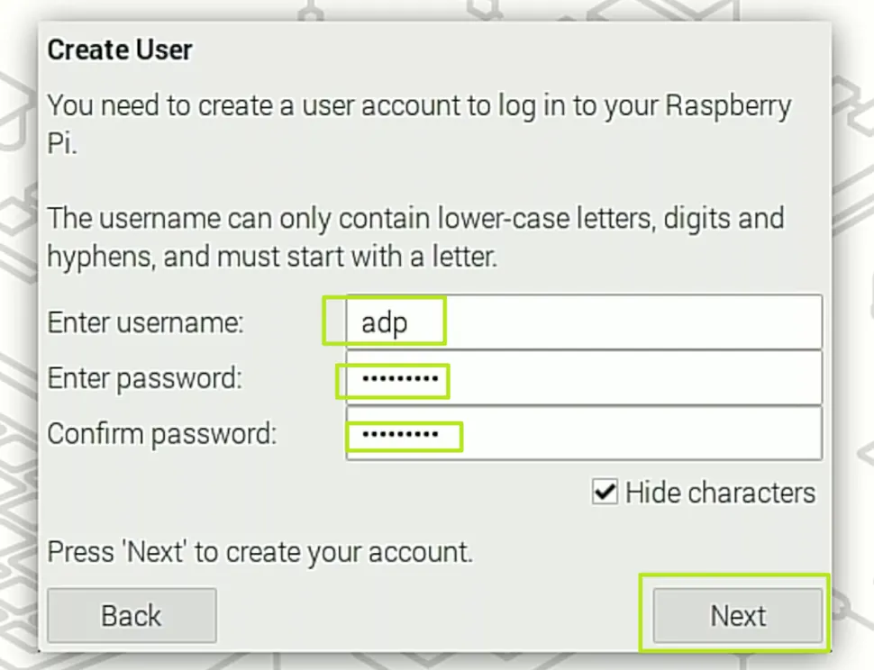 Enter username and password