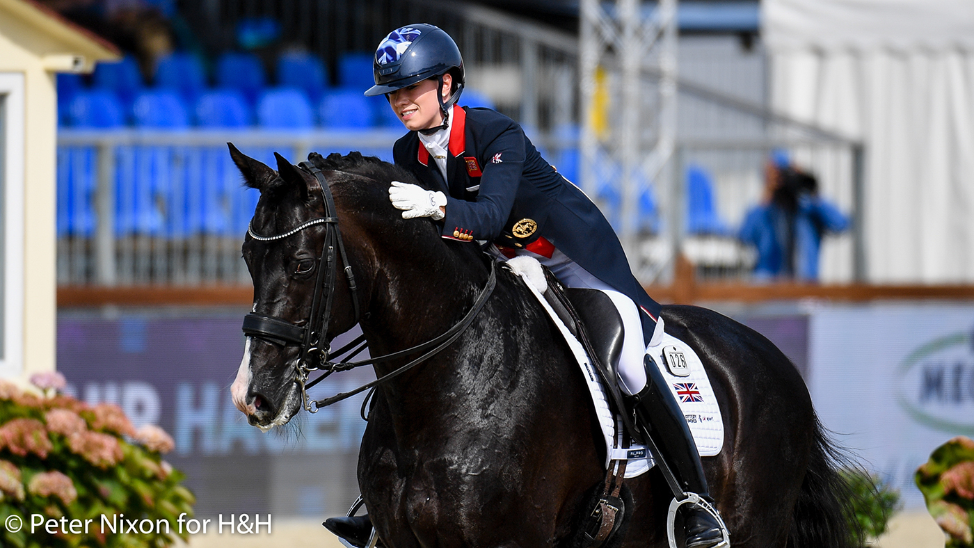Lottie Fry and Everdale in Tokyo. They are competing in the Dressage World Cup Finals