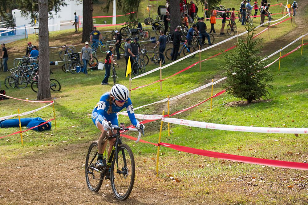 Hannah Finchamp (USA) Luna Pro Team makes her way past the pit area for an eventual 3rd pl finish.