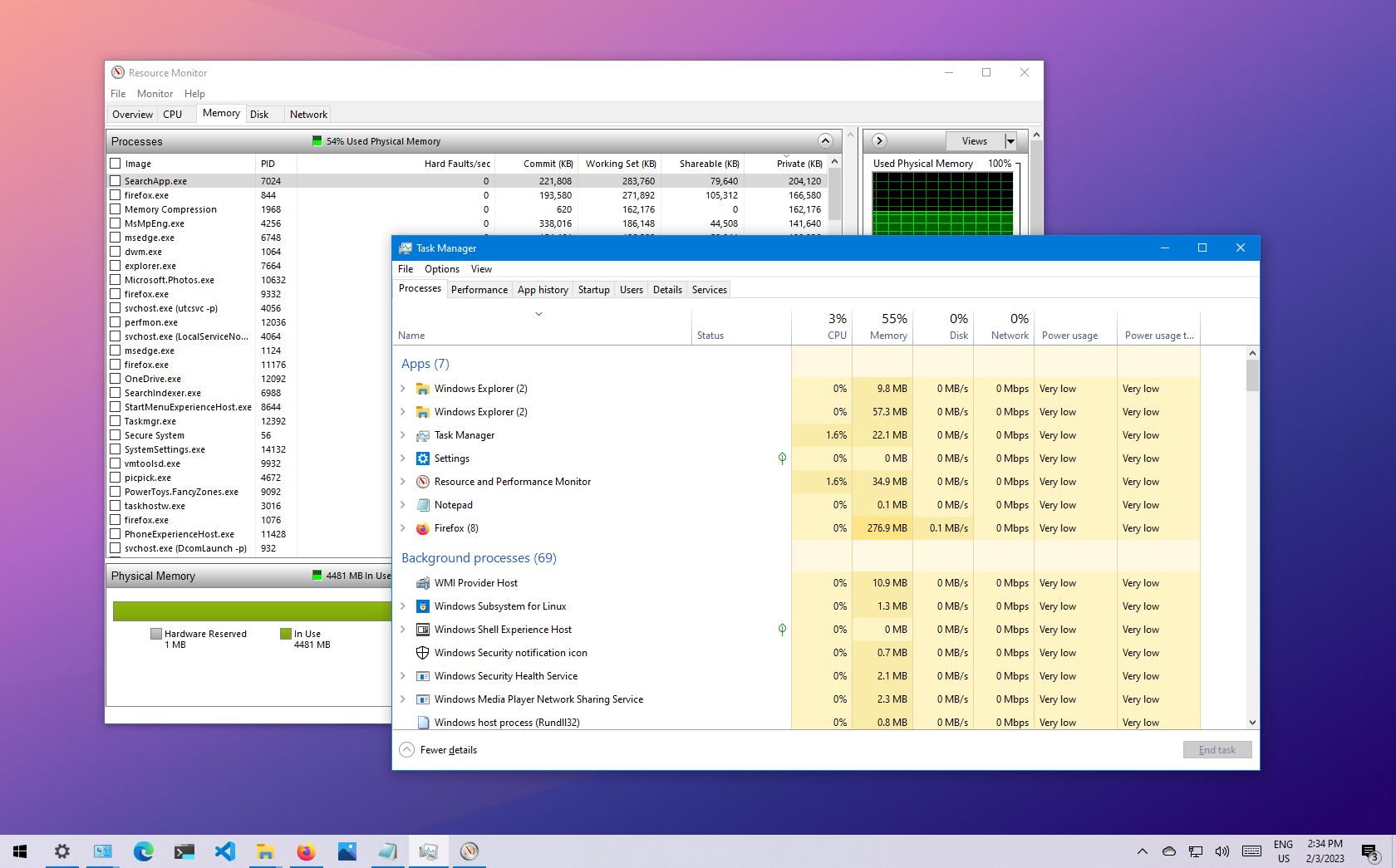 cpu ram usage monitor