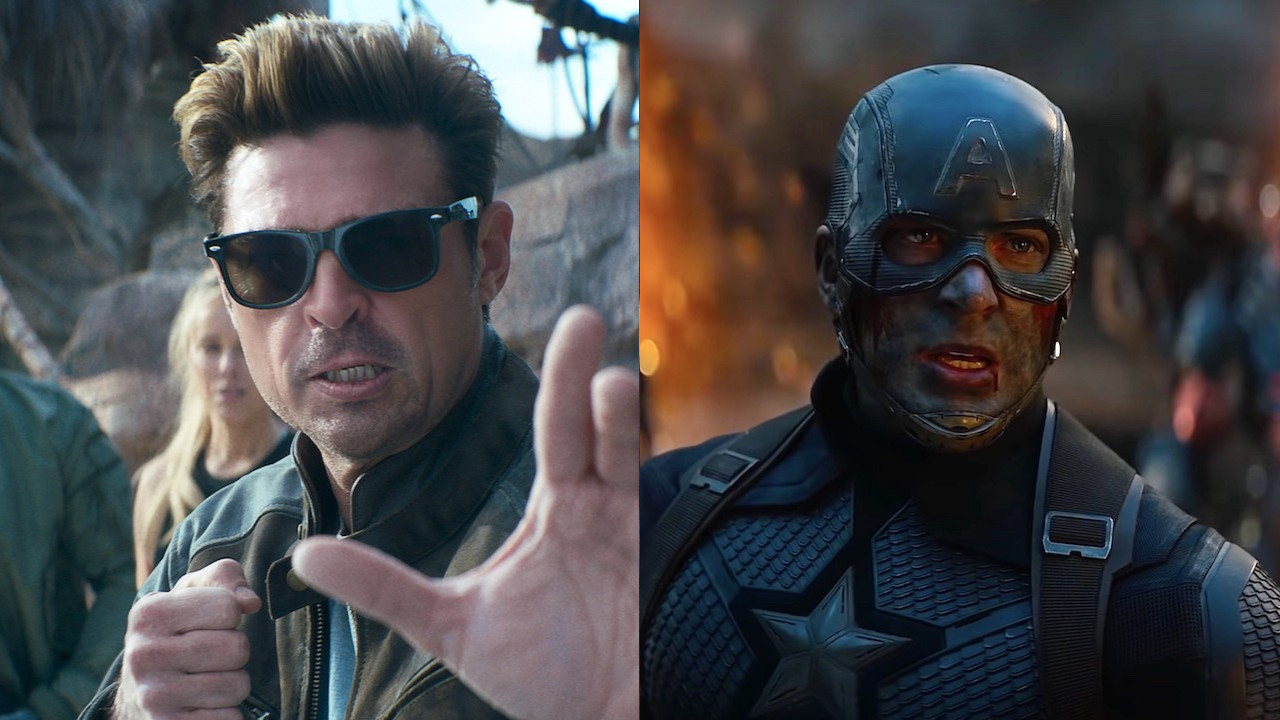Karl Urban as Johnny cage in Mortal Kombat 2 press image/Chris Evans as Captain America in Avengers: Endgame