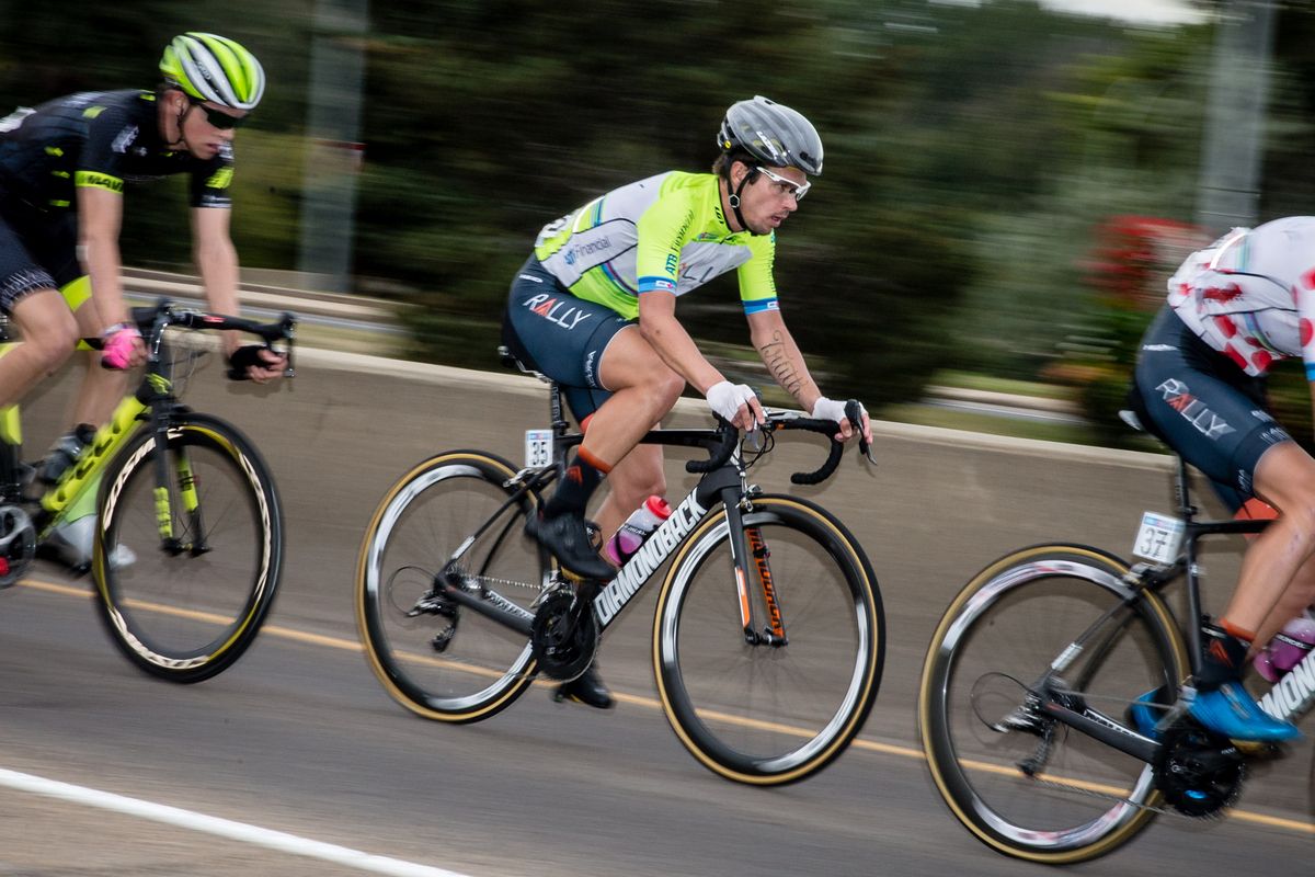 Evan Huffman sitting safely in the bunch