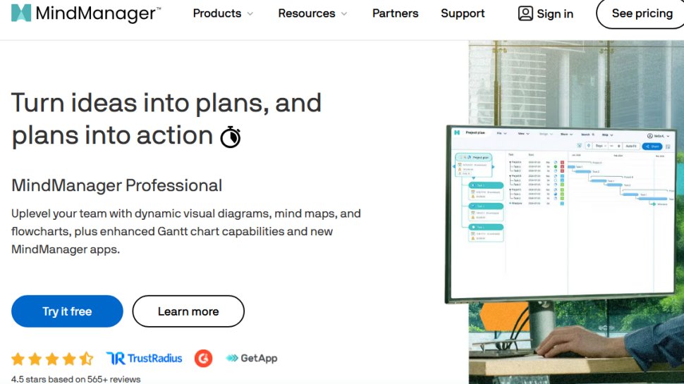 Website screenshot of MindManager (July, 2025)