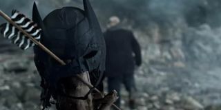 A glimpse of what seems to be Batman's cowl in Arrrow
