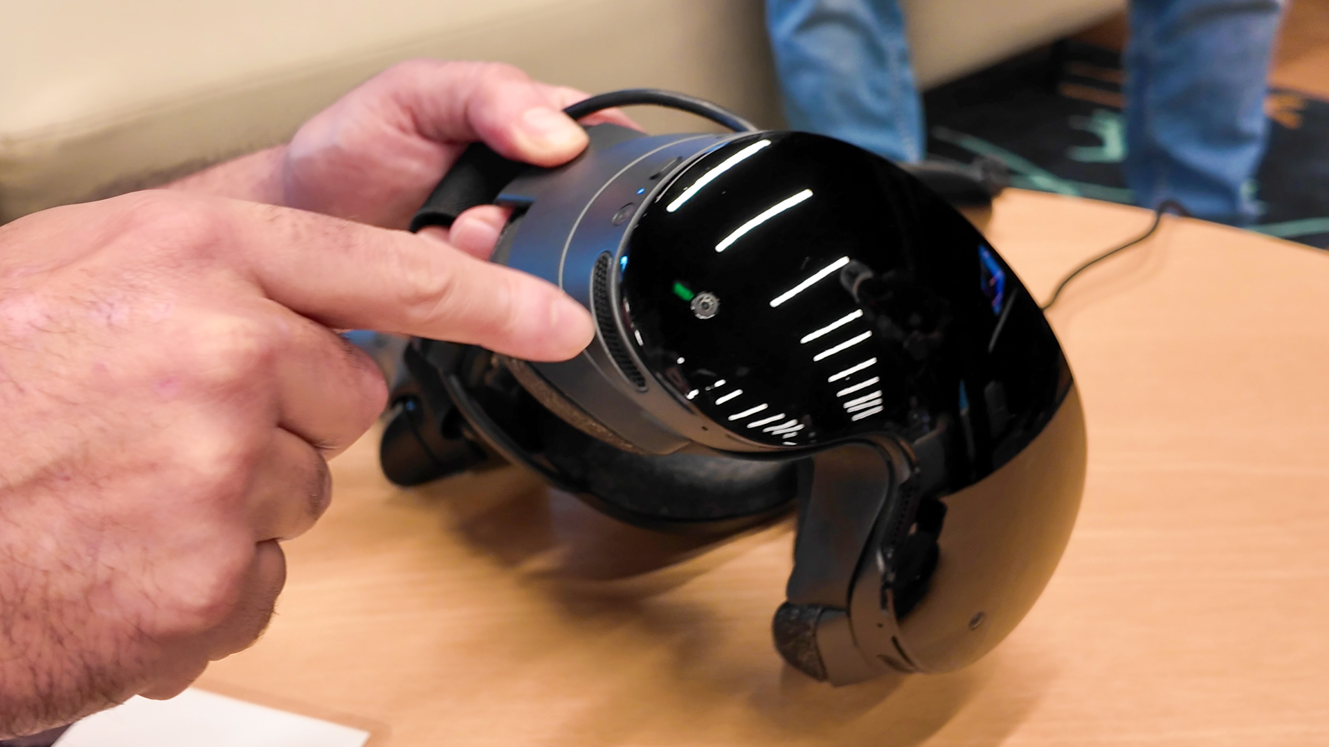 Hands-on with Valve&#039;s new VR headset, the Steam Frame, during an interview at Valve HQ in Bellevue, Washington.