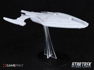 A 3D-printed model of the Pathfinder, primed so it can be painted at home.
