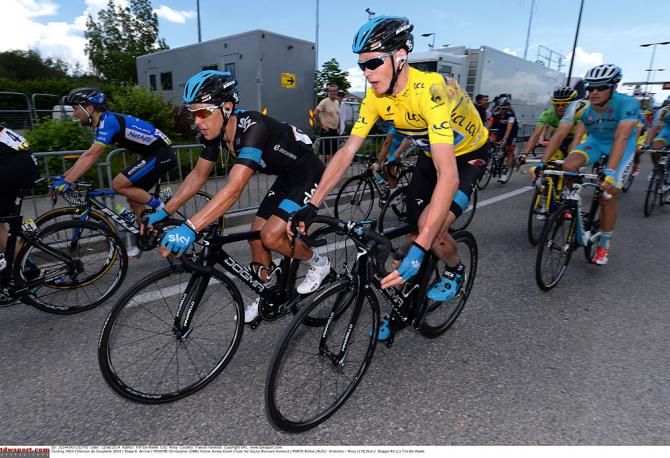 The yellow jersey was a little worse for the wear after Chris Froome's tumble